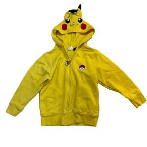 Pokemon Pikachu Yellow Character Youth Zip Up Hoodie Size XS